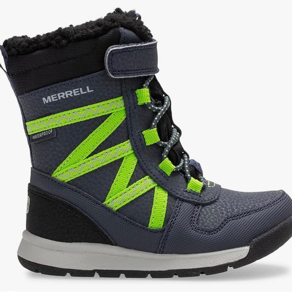 Merrell Kids Boots in Navy and Neon Green